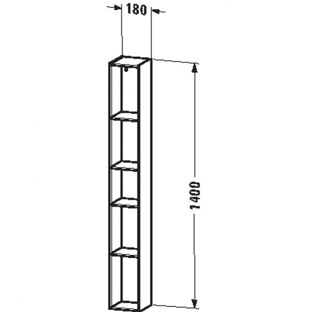 Duravit L-Cube Wall Shelf with Five Compartments Brushed Oak