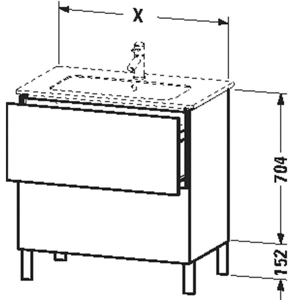 LC vanity unit f.ME,2 pull-out com - 704x820x481mm,