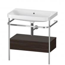 Duravit HP4842N6969 - Happy D.2 Plus C-Shaped Vanity Kit with Sink and Metal Console Walnut Brushed