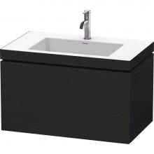 Duravit LC6917O1616 - L-Cube One Drawer C-Bonded Wall-Mount Vanity Kit Oak Black