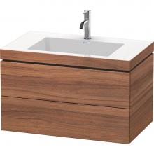 Duravit LC6927O7979 - L-Cube Two Drawer C-Bonded Wall-Mount Vanity Kit Walnut