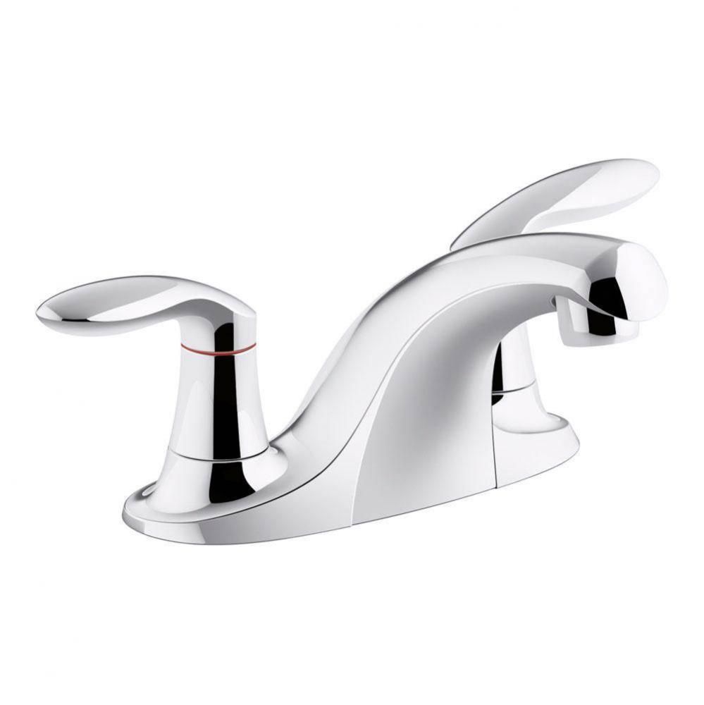 Coralais® Two-handle centerset bathroom sink faucet with 0.5 gpm vandal-resistant aerator and