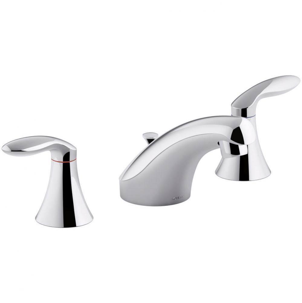 Coralais® Widespread bathroom sink faucet with lever handles, pop-up drain and lift rod