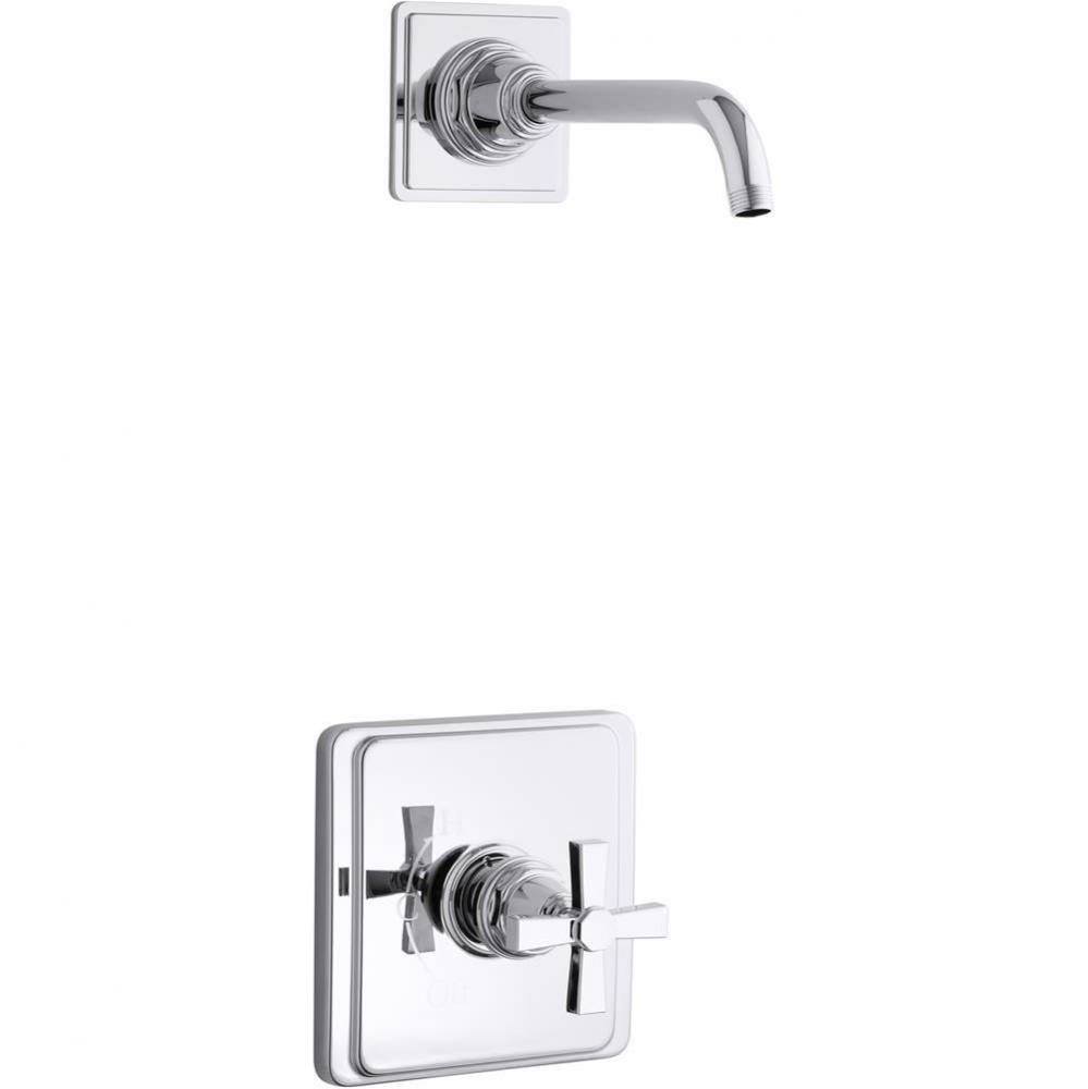 Pinstripe® Pure Rite-Temp® shower trim set with cross handle, less showerhead