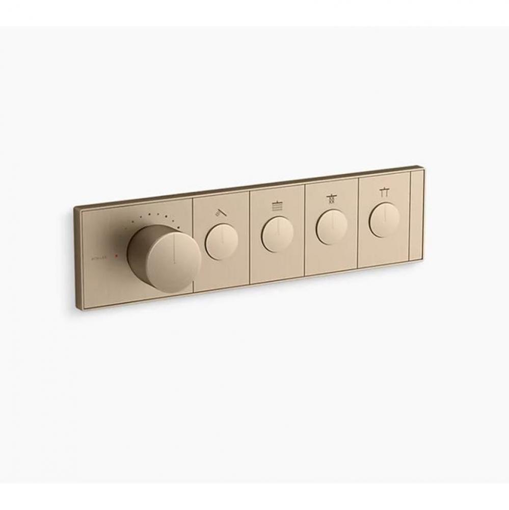 Anthem Four-Outlet Thermostatic Valve Control Panel With Recessed Push-Buttons