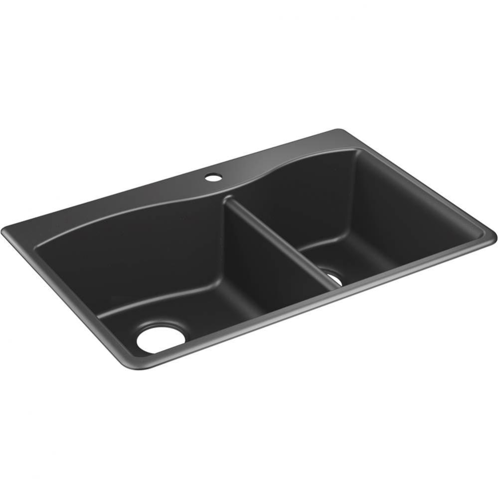 Kennon 33 in. X 22 in. X 9-5/8 in. Neoroc Top-Mount/Undermount Large/Medium Kitchen Sink