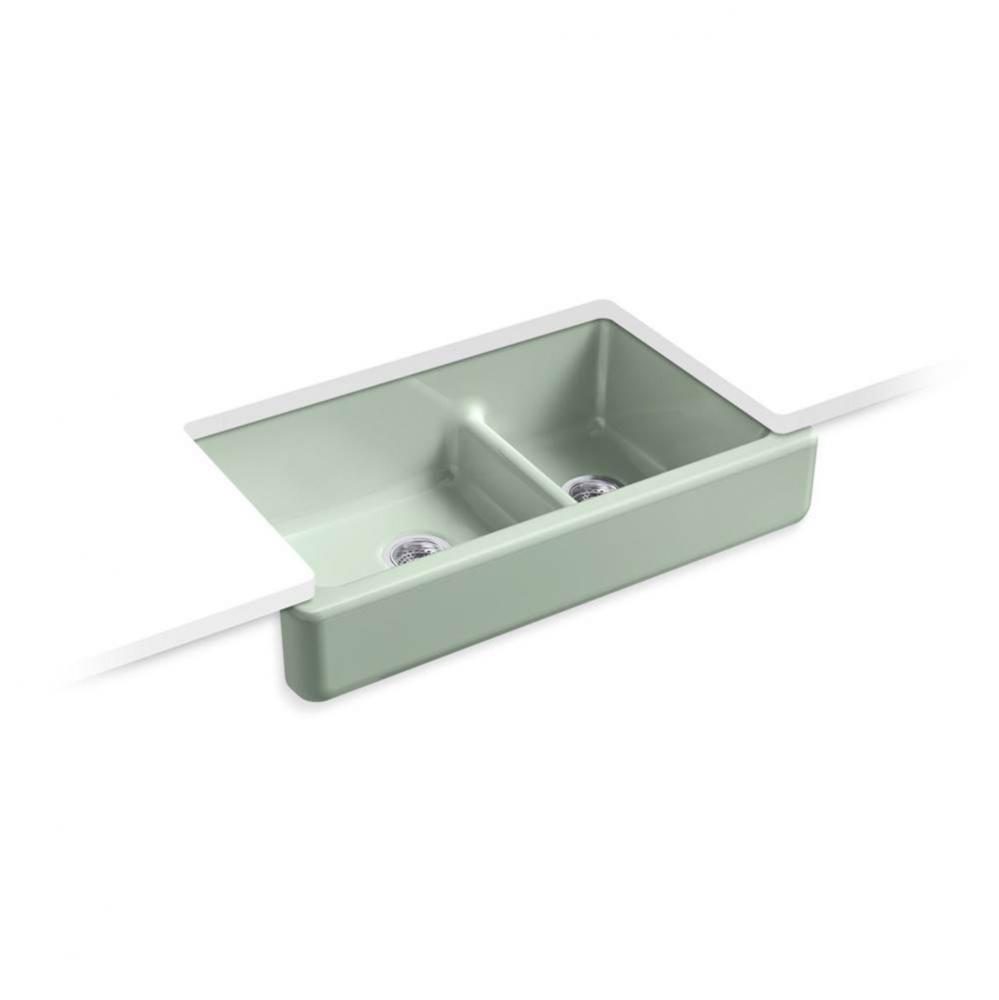 Whitehaven® Smart Divide® 35-1/2'' undermount double-bowl farmhouse kitchen si