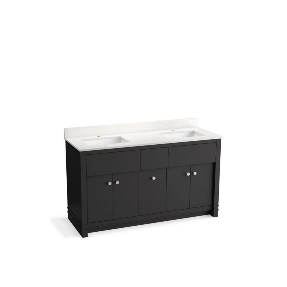 Alouette™ 60'' bathroom vanity cabinet with sinks and quartz top