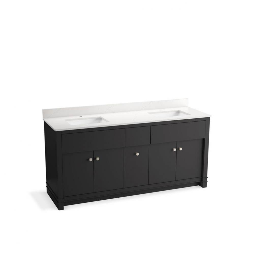 Alouette™ 72'' bathroom vanity cabinet with sinks and quartz top