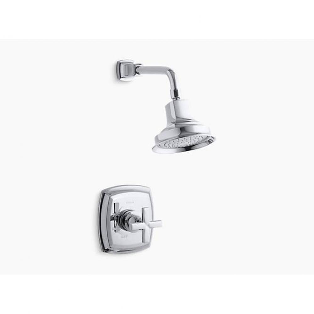 Margaux® Rite-Temp® shower valve trim with cross handle and 2.5 gpm showerhead