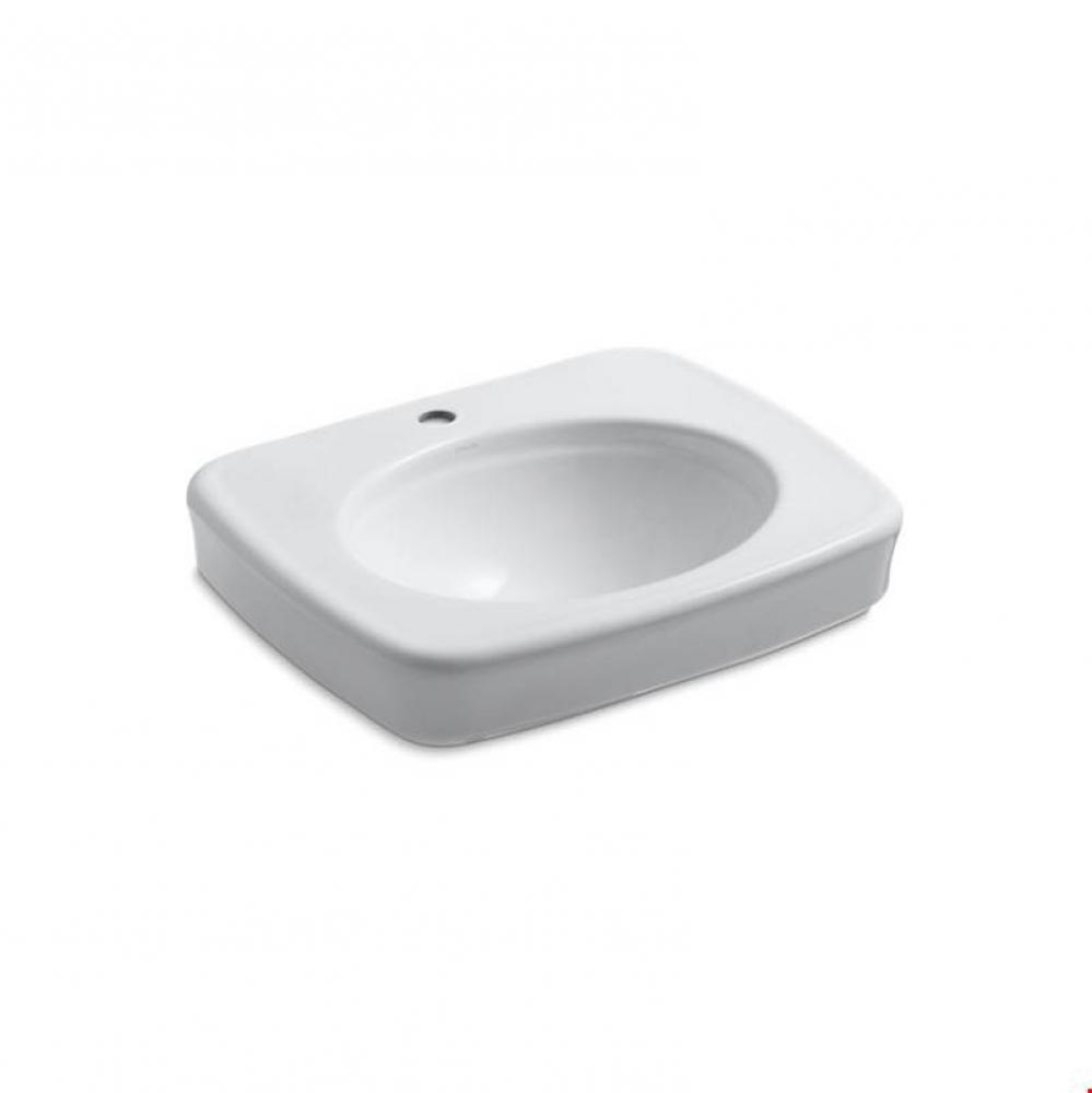 Bancroft® pedestal bathroom sink basin with single faucet hole