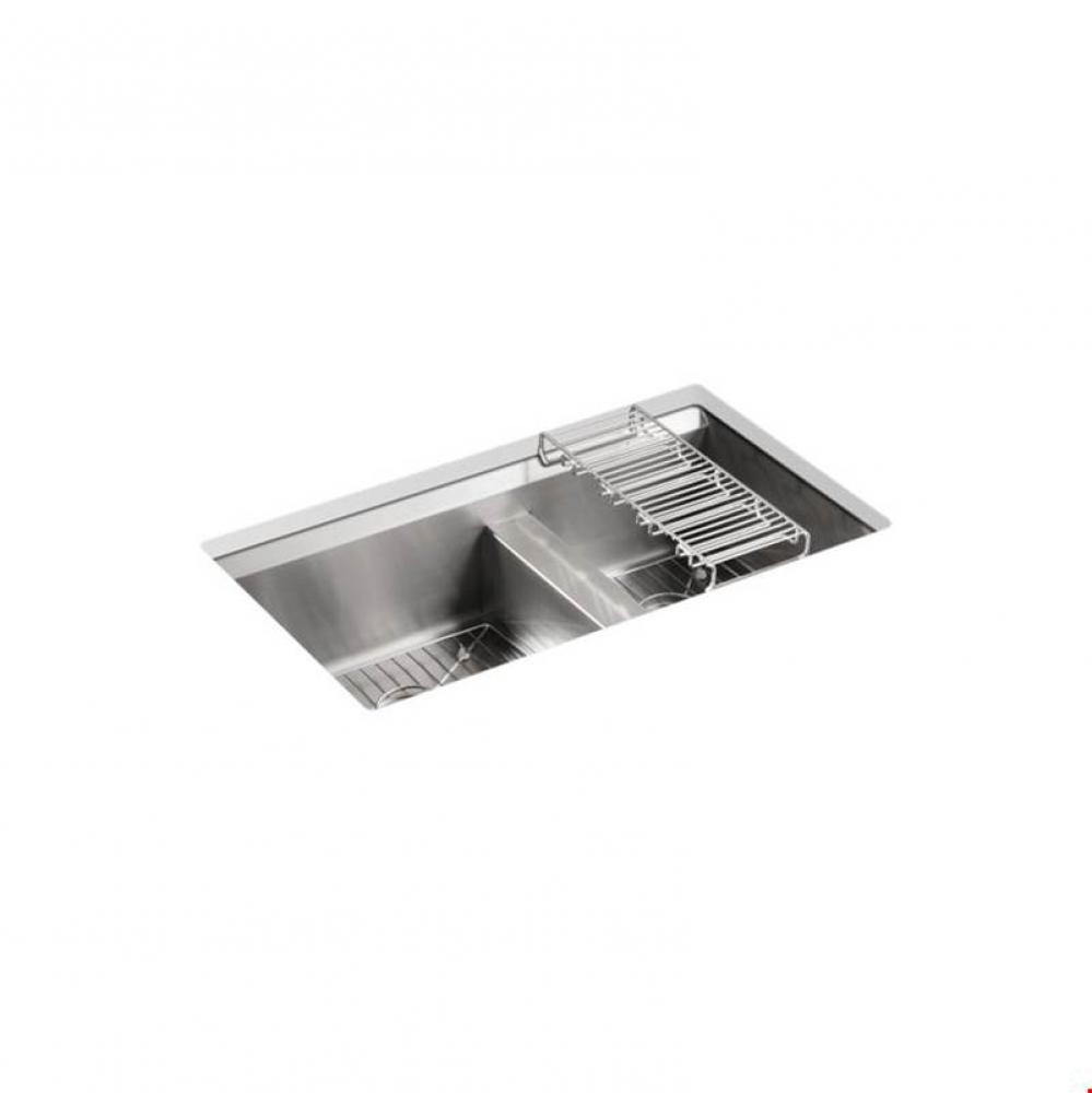 8 Degree™ 33'' x 18'' x 10-3/16'' Undermount double-bowl large/med