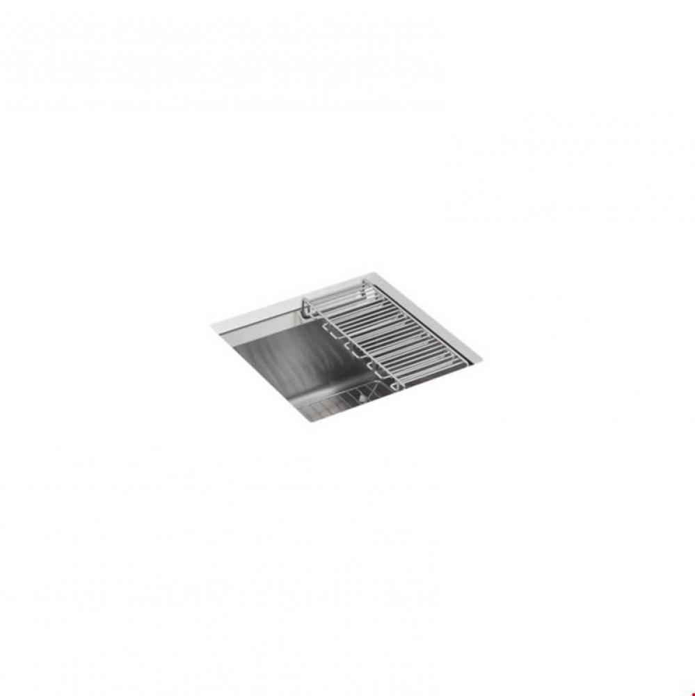 8 Degree™ 18'' x 18'' x 10-3/16'' Undermount bar sink with rack an