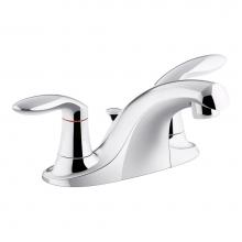 Kohler 15241-4DRA-CP - Coralais® two-handle centerset bathroom sink faucet with plastic pop-up drain and lift rod