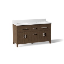 Kohler 40641-BD1-DAK - Kresla 60'' Bathroom Vanity Cabinet With Sinks And Quartz Top Draper Oak