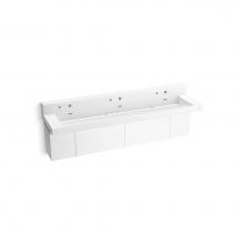 Kohler 81028-BPW-KCG - Constellation™ 90'' wall-mount trough lavatory system with backsplash