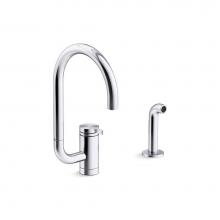 Kohler 28272-CP - Components® Single-handle kitchen sink faucet with two-function extended-reach spout and side