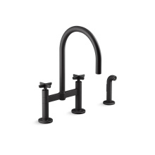 Kohler 28673-3-BL - Billet™ Two-hole bridge kitchen sink faucet with side sprayer