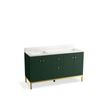 Kohler 32835-EMG - Calpa™ 60'' bathroom vanity cabinet with sinks and quartz top