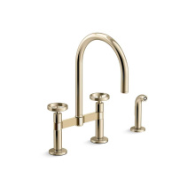 Kohler 28673-9-AF - Billet™ Two-hole bridge kitchen sink faucet with side sprayer