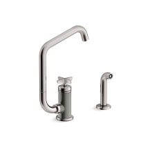 Kohler 28667-3-TT - Billet™ Single-handle kitchen sink faucet with two-function extended-reach spout and side spraye