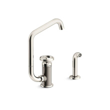 Kohler 28667-9-SN - Billet™ Single-handle kitchen sink faucet with two-function extended-reach spout and side spraye