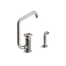 Kohler 28667-9-TT - Billet™ Single-handle kitchen sink faucet with two-function extended-reach spout and side spraye