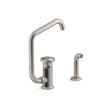 Kohler 28667-9-VS - Billet™ Single-handle kitchen sink faucet with two-function extended-reach spout and side spraye