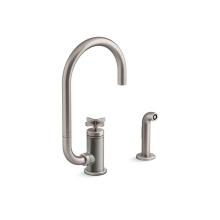 Kohler 28675-3-VS - Billet™ Single-handle kitchen sink faucet with two-function extended-reach spout and side spraye