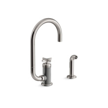 Kohler 28675-3-TT - Billet™ Single-handle kitchen sink faucet with two-function extended-reach spout and side spraye