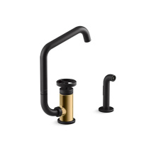 Kohler 28667-9-BMB - Billet™ Single-handle kitchen sink faucet with two-function extended-reach spout and side spraye