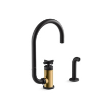Kohler 28675-3-BMB - Billet™ Single-handle kitchen sink faucet with two-function extended-reach spout and side spraye