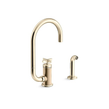 Kohler 28675-3-AF - Billet™ Single-handle kitchen sink faucet with two-function extended-reach spout and side spraye