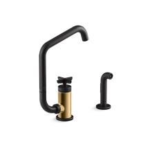 Kohler 28667-3-BMB - Billet™ Single-handle kitchen sink faucet with two-function extended-reach spout and side spraye