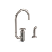 Kohler 28675-9-VS - Billet™ Single-handle kitchen sink faucet with two-function extended-reach spout and side spraye