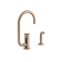 Kohler 28675-3-BV - Billet™ Single-handle kitchen sink faucet with two-function extended-reach spout and side spraye