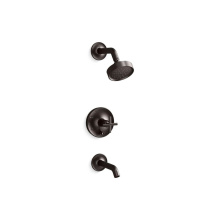 Kohler T14420-3G-BGP - Purist® Rite-Temp® bath and shower trim kit with push-button diverter and cross handle,