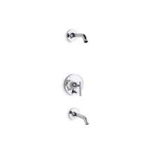 Kohler T14420-4L-CP - Purist® Rite-Temp® bath and shower trim set with push-button diverter and lever handle,