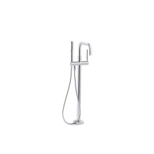 Kohler T97328-4-CP - Purist® Floor-mount bath filler trim with handshower
