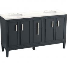 Kohler 33547-ASB-1WX - Southerk® 60'' bathroom vanity cabinet with sinks and quartz top
