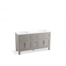 Kohler 31246-ASB-1WT - Quo® 60'' bathroom vanity cabinet with sinks and quartz top