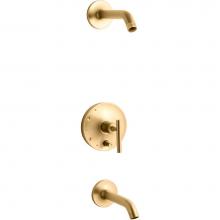 Kohler T14420-4L-2MB - Purist® Rite-Temp® bath and shower trim kit with push-button diverter and lever handle,