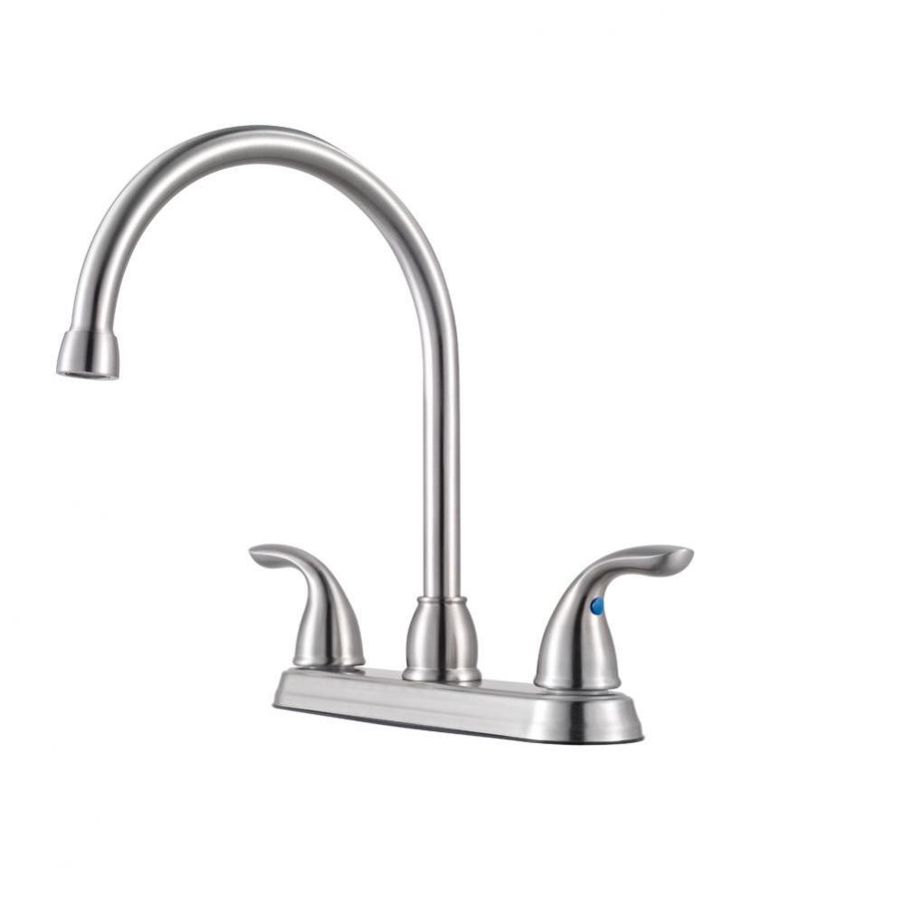 Two Handle High Arc Kitchen Faucet Less Spray Ss