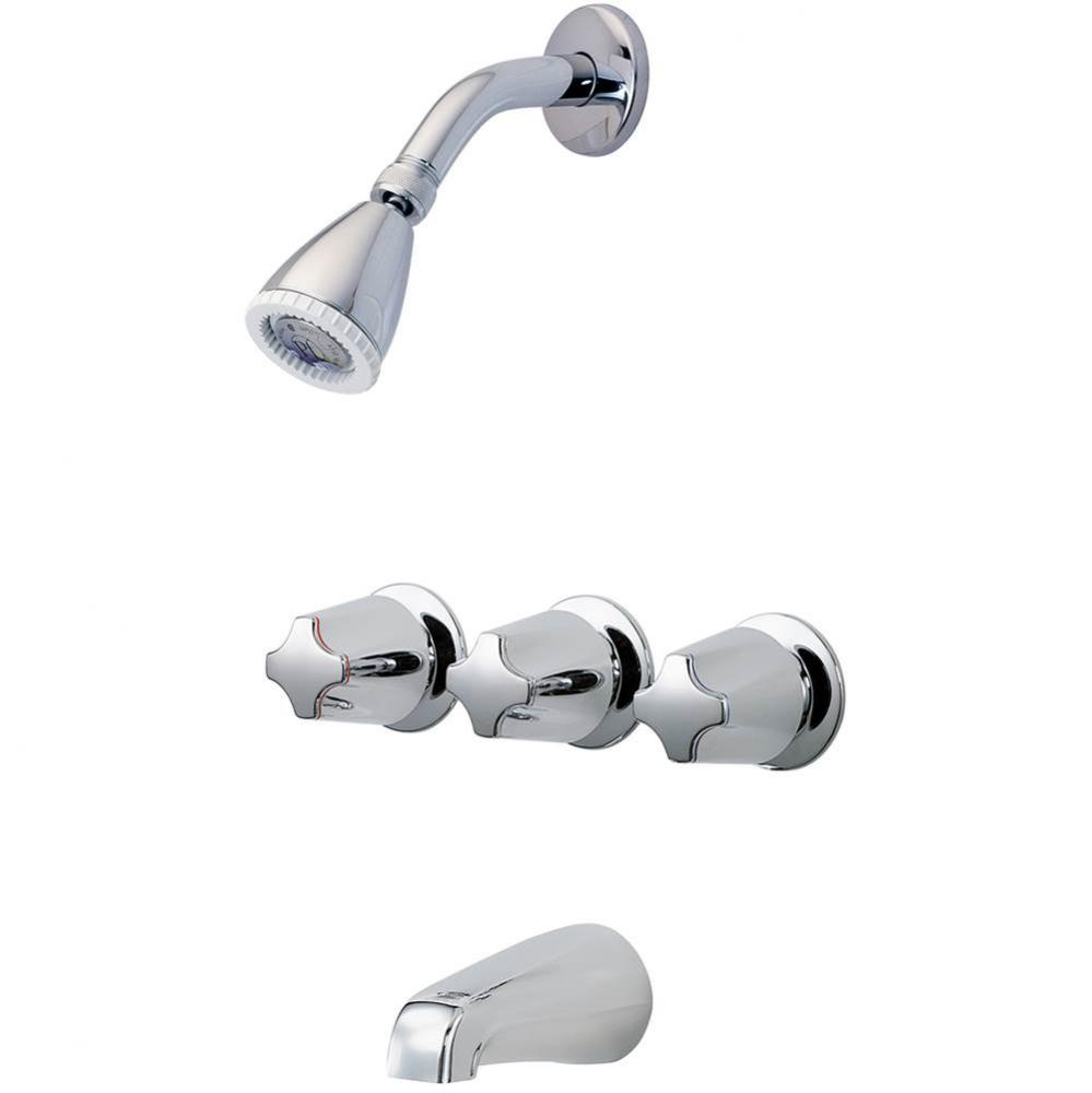 LG01-9110 -  Chrome - Three Handle Tub and Shower