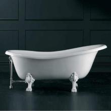 Victoria And Albert ROX-N-SW-OF + FT-ROXM-SW - Roxburgh freestanding slipper tub with overflow.  White ENGLISHCAST® modern