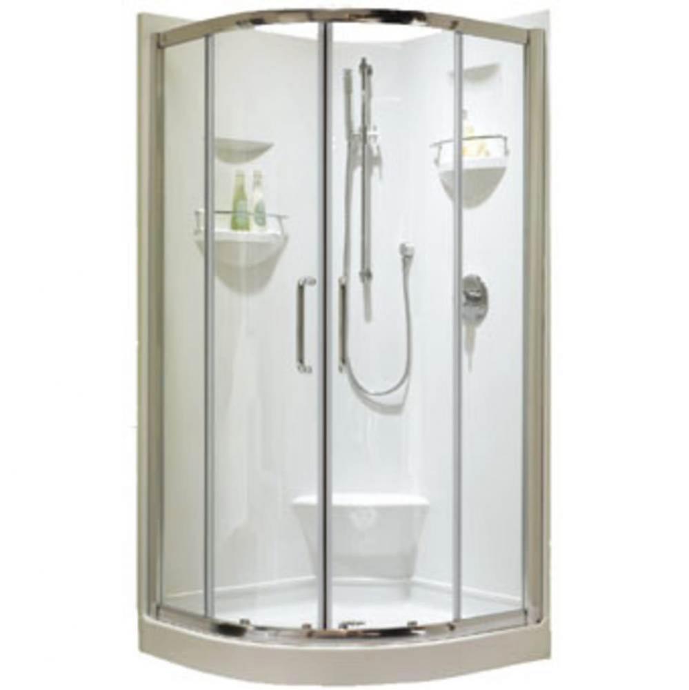 Izia 3636 Neo-Round Acrylic Corner Two-Piece Shower with Center Drain in White