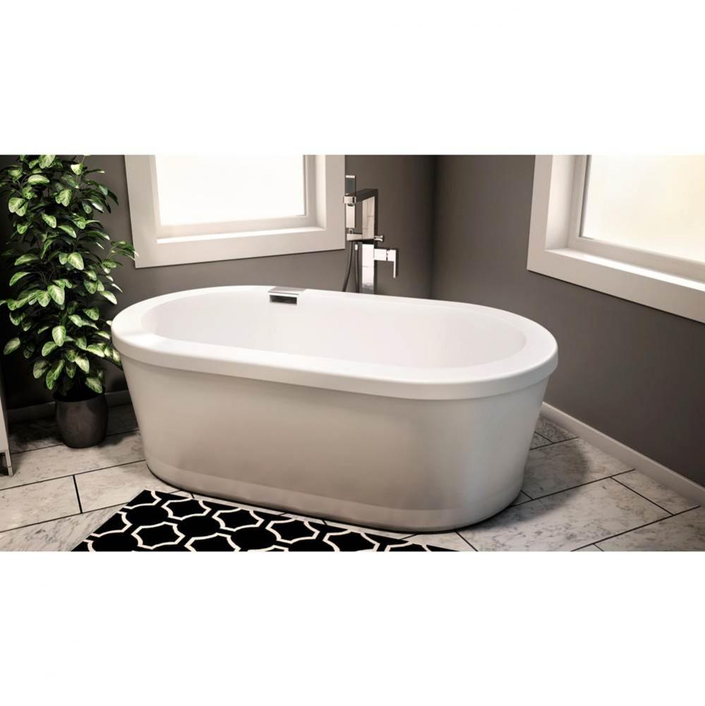 Ruby 7236 Acrylic Freestanding Center Drain Bathtub in White with Black Skirt