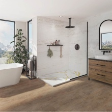 Neptune 220379-526-899-000 - Pietra 6032 Stone Composite Shower Base in Calacata Gold