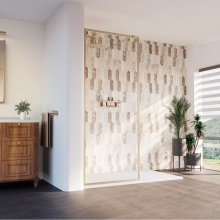 Neptune 220413-900-343-000 - Louvart 34 x 79 3/4 in. 8mm Framed Shower Screen with Clear Glass in Brushed Gold