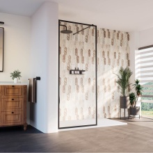 Neptune 220413-900-340-000 - Louvart 34 x 79 3/4 in. 8mm Framed Shower Screen with Clear Glass in Matte Black
